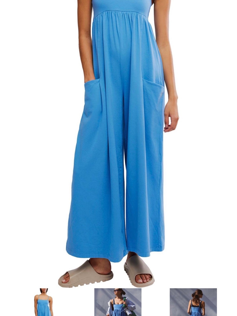 Free People size small Wide-Leg Jumpsuit in Bright Blue